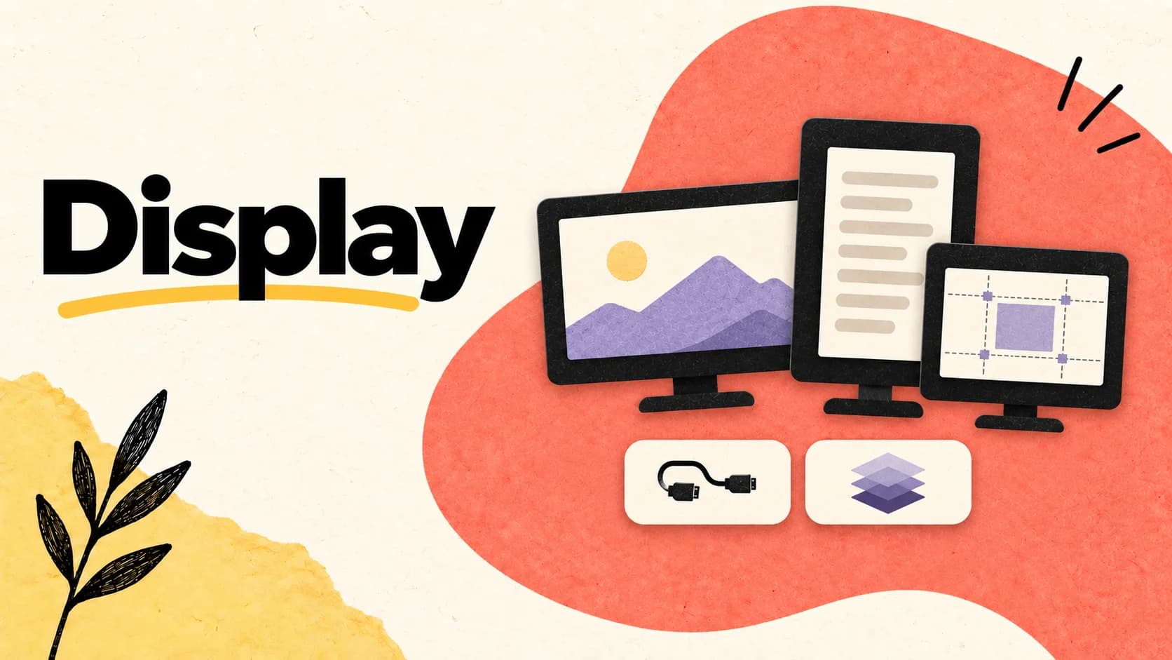 Display — illustrated LlamaPresenter guide with landscape and portrait screens