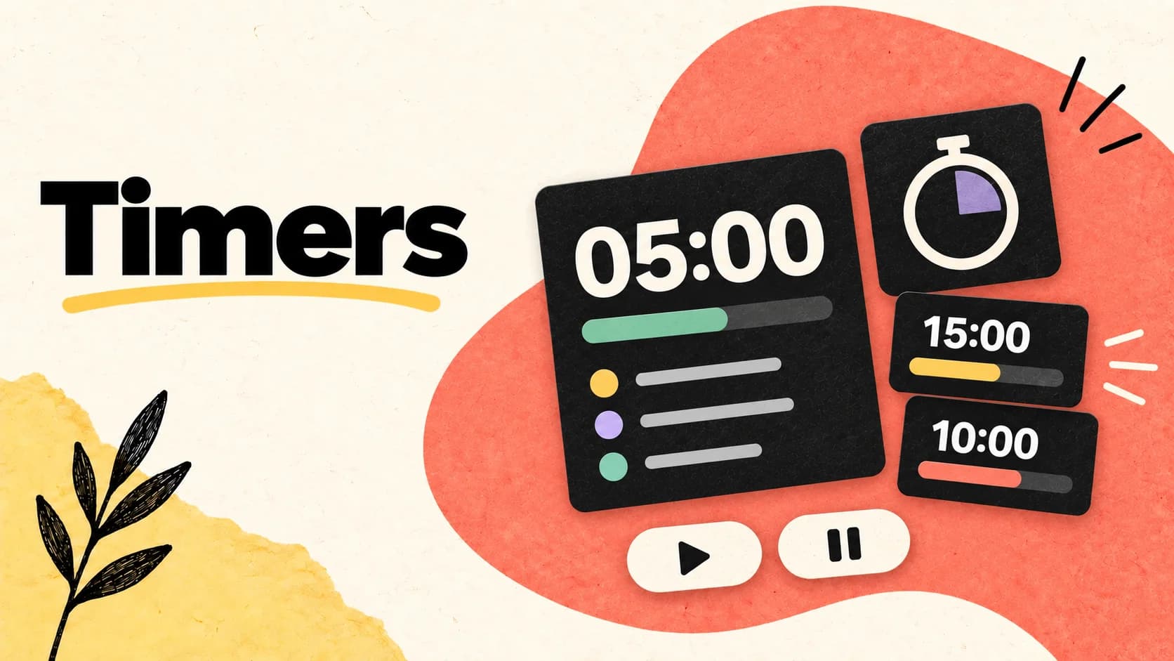 Timers — illustrated LlamaPresenter guide with agenda and independent countdowns