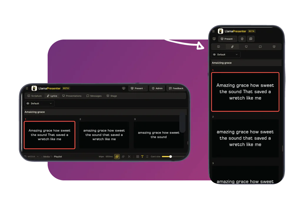 Phone remote control in LlamaPresenter