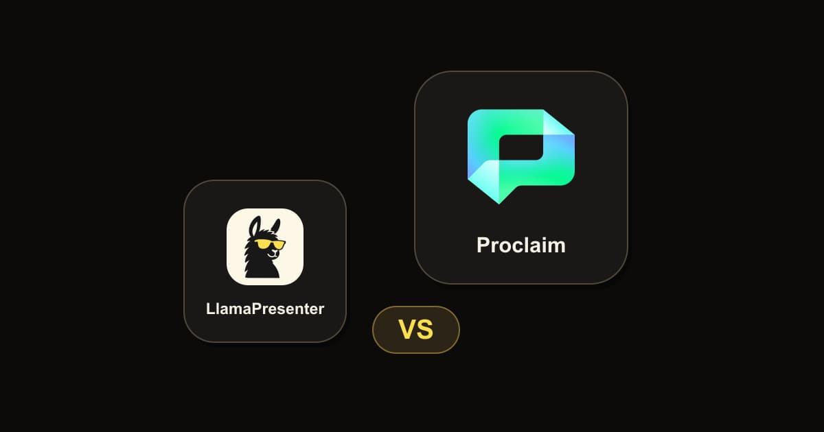 LlamaPresenter versus Proclaim