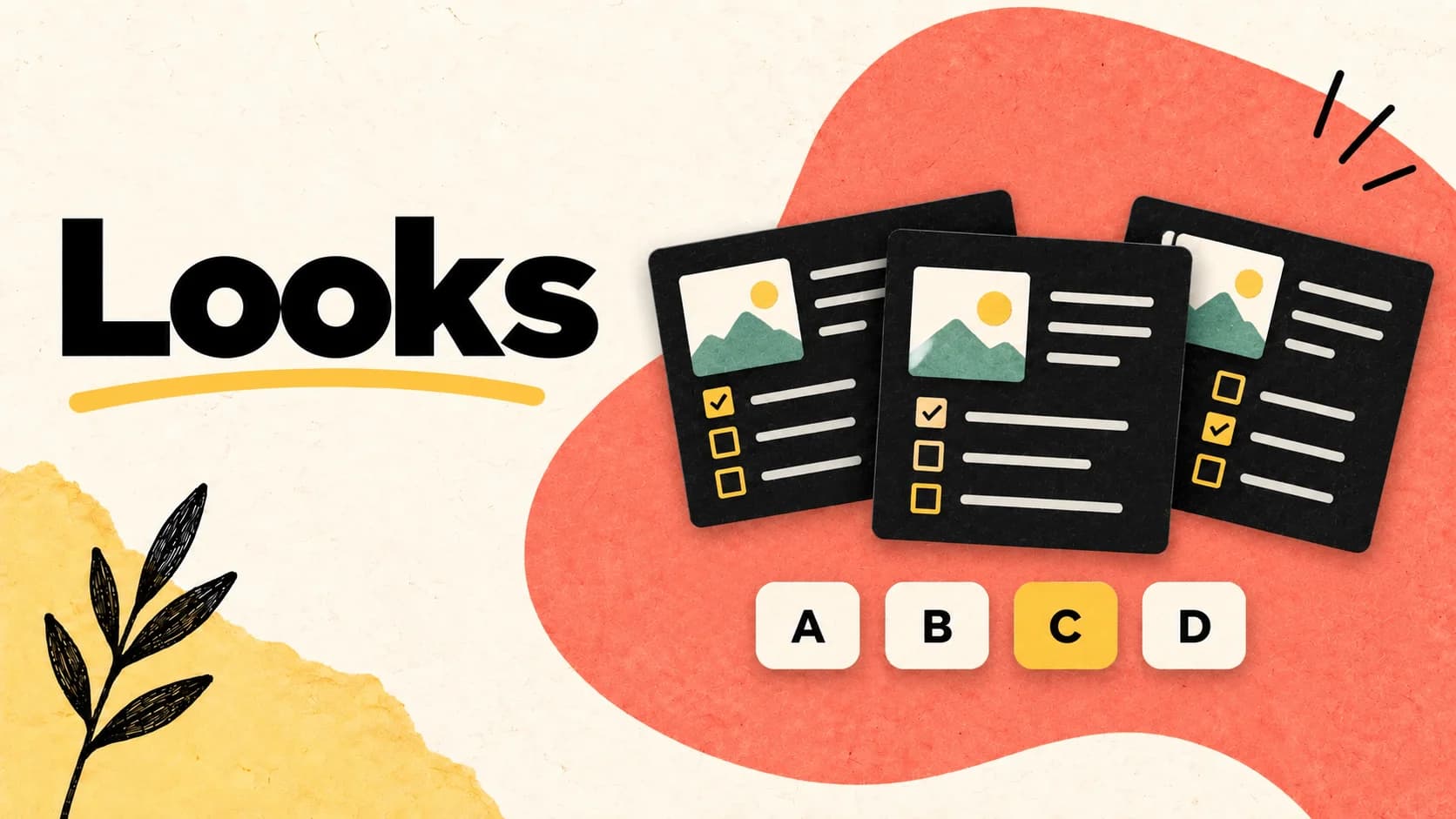 Looks — illustrated LlamaPresenter guide with screen cards and A–D buttons